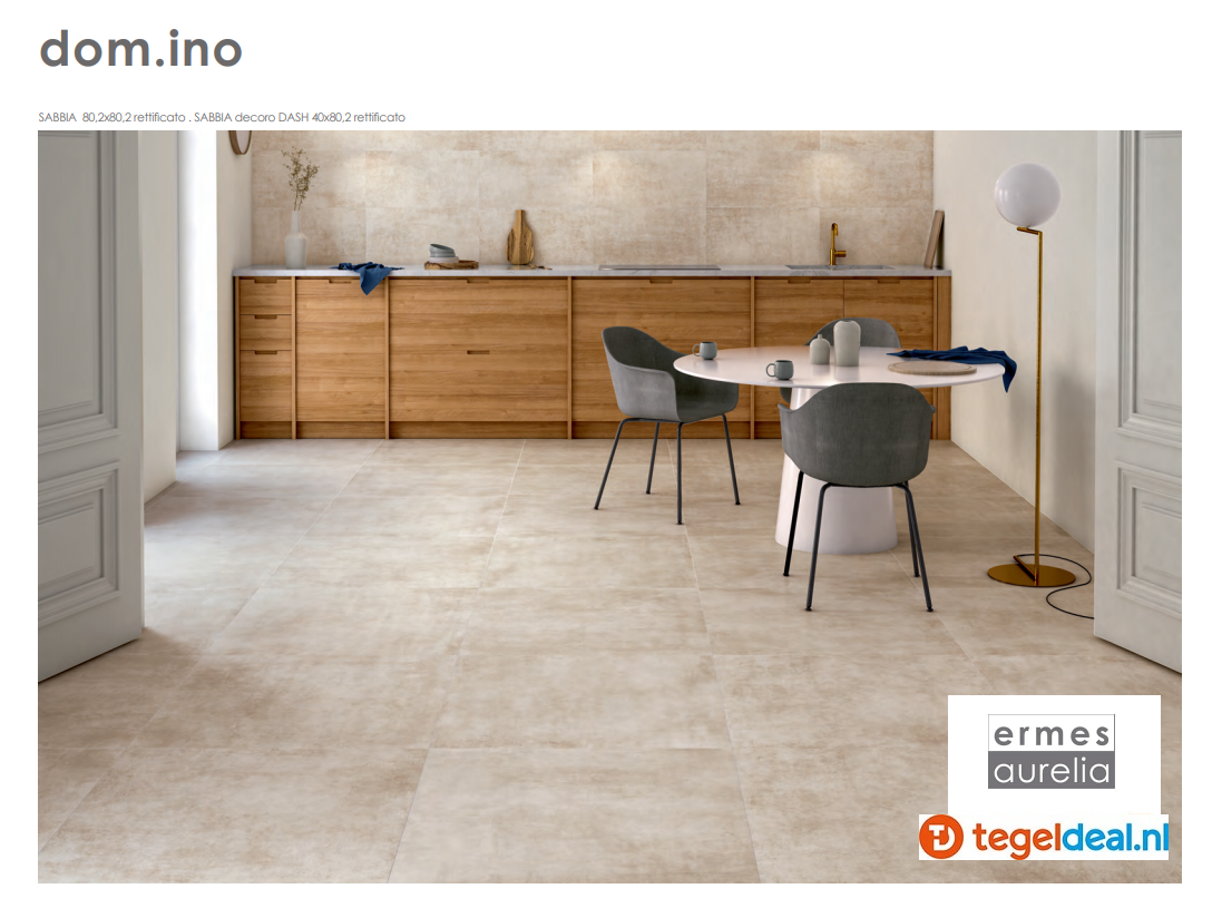 Ermes Aurelia, Domino Sabbia, 119,8x119,8 cm, cementlook tegels