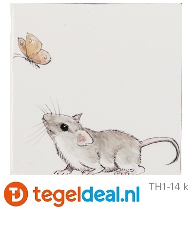 TH1 - 14g  Staande muis, 13 x 13 cm, handbeschilderd