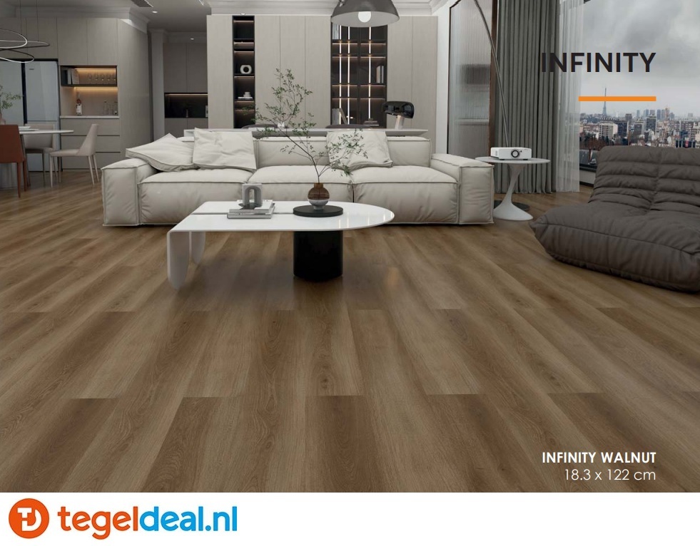 INFINITY WALNUT Plank, 18,3x122x0,5 cm, Rigid SPC Click Vloer   