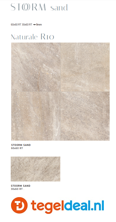 VLT Supergres Stoorm Sand, 30 x 60 cm, Naturale