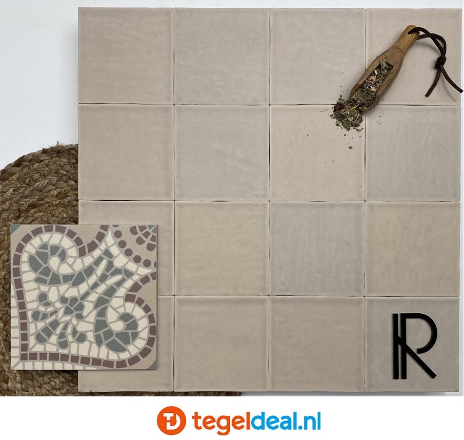 Revoir Paris, Atelier Taupe, 10x10 cm mat, handvorm wandtegels Revoir Paris, Atelier Taupe, 10x10 cm mat, handvorm wandtegels