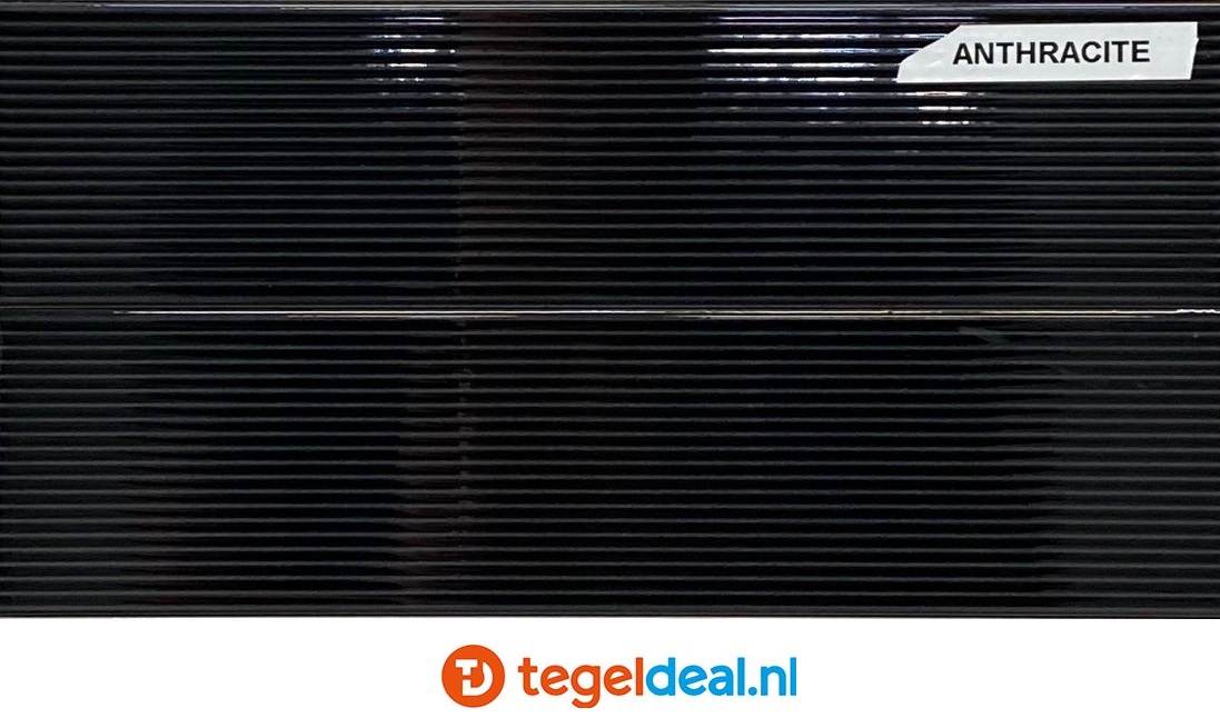 Stripes Gloss Obsidian, 6,5x26,1 cm, reliëf wandtegels