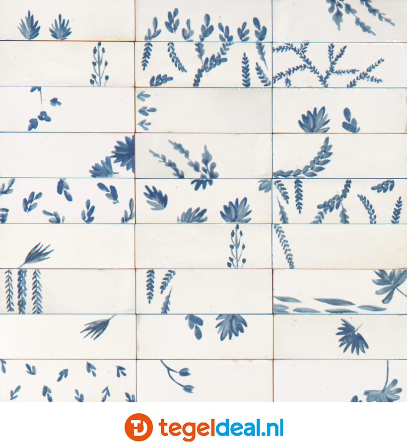 Marazzi Rice BIANCO, 5x15 cm Decoro Leaf, M96T, handvorm wandtegels