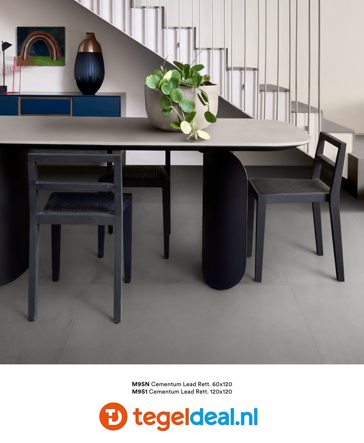 Marazzi Cementum LEAD, 60x60 cm Nat., M9SX, cementlook tegels 