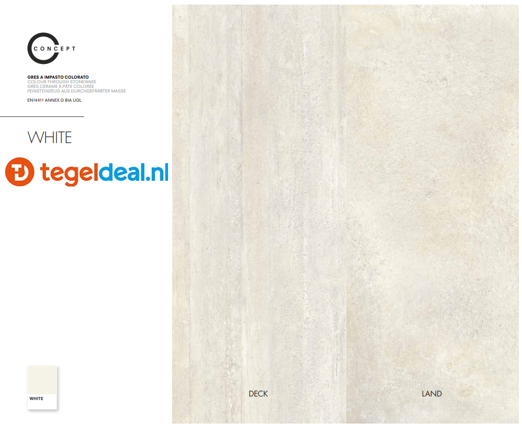 Castelvetro, Concept Land WHITE, 30x60 cm, 02CLD36R1 - € 28,50 per m2, betonlook tegels