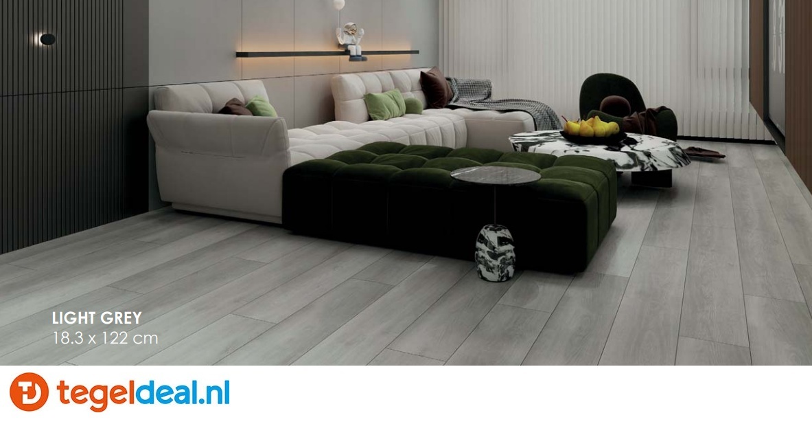 GAIA LIGHT GREY Plank, 18,3x122x0,5 cm, Rigid SPC Click Vloer  