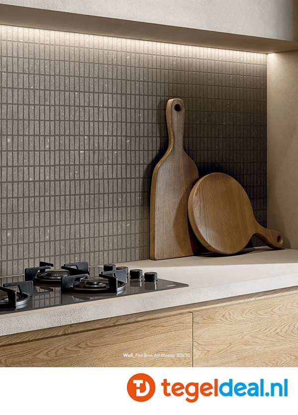 SIL Ceramiche, Pisé BRUN TRAME, 7,5x30 cm listel, natuursteenlook tegels met reliëf - €55,00/m2 / Palletdeal op aanvraag