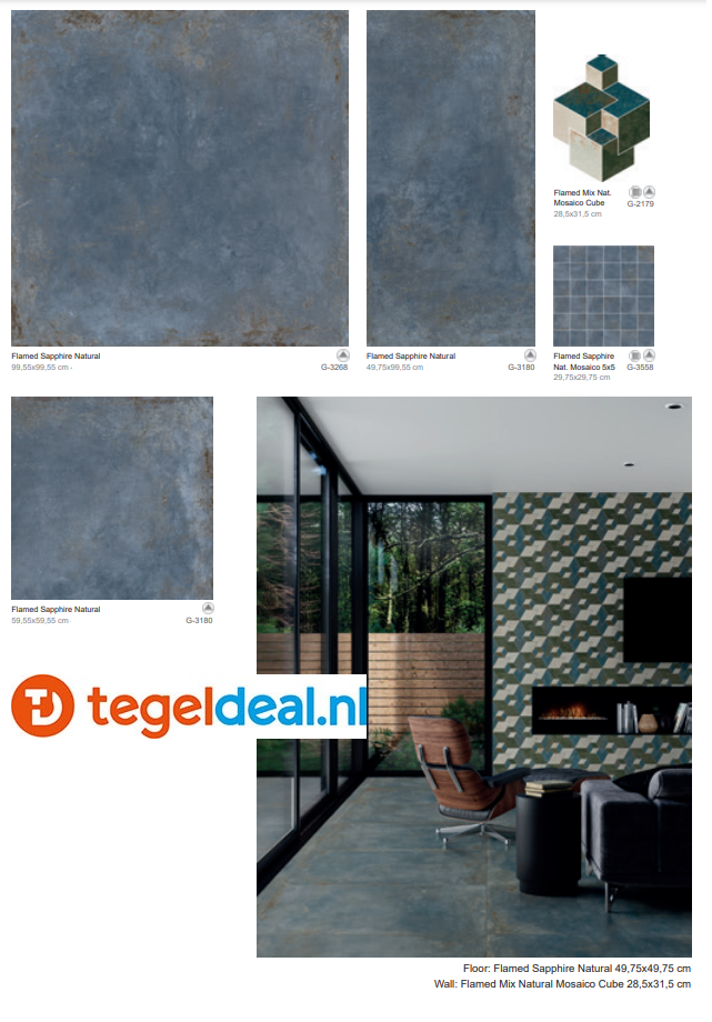 Aparici Flamed SAPPHIRE, 60x60 cm, metaallook tegels