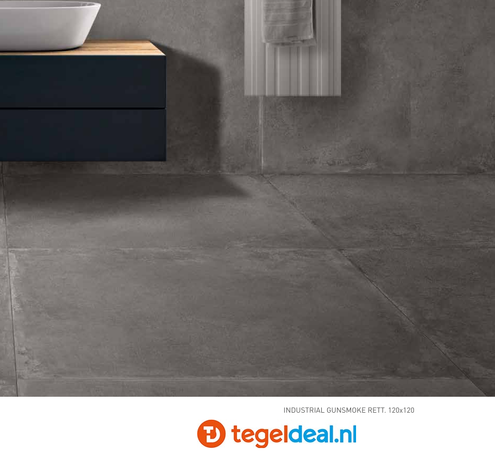 SIL Ceramiche, Industrial GUNSMOKE, 90x90 cm GRIP, betonlook tegels