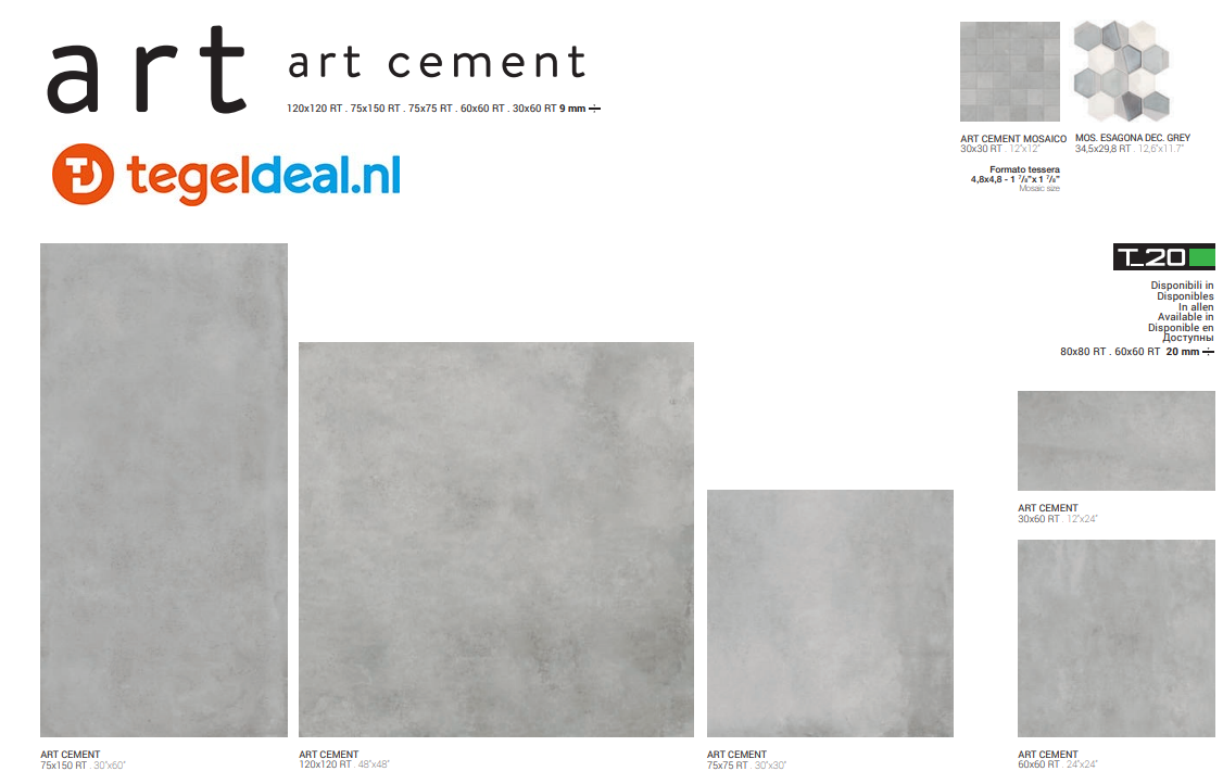 Supergres Art Cement, 60x60x2 cm A2CE, OUTDOOR terrastegels