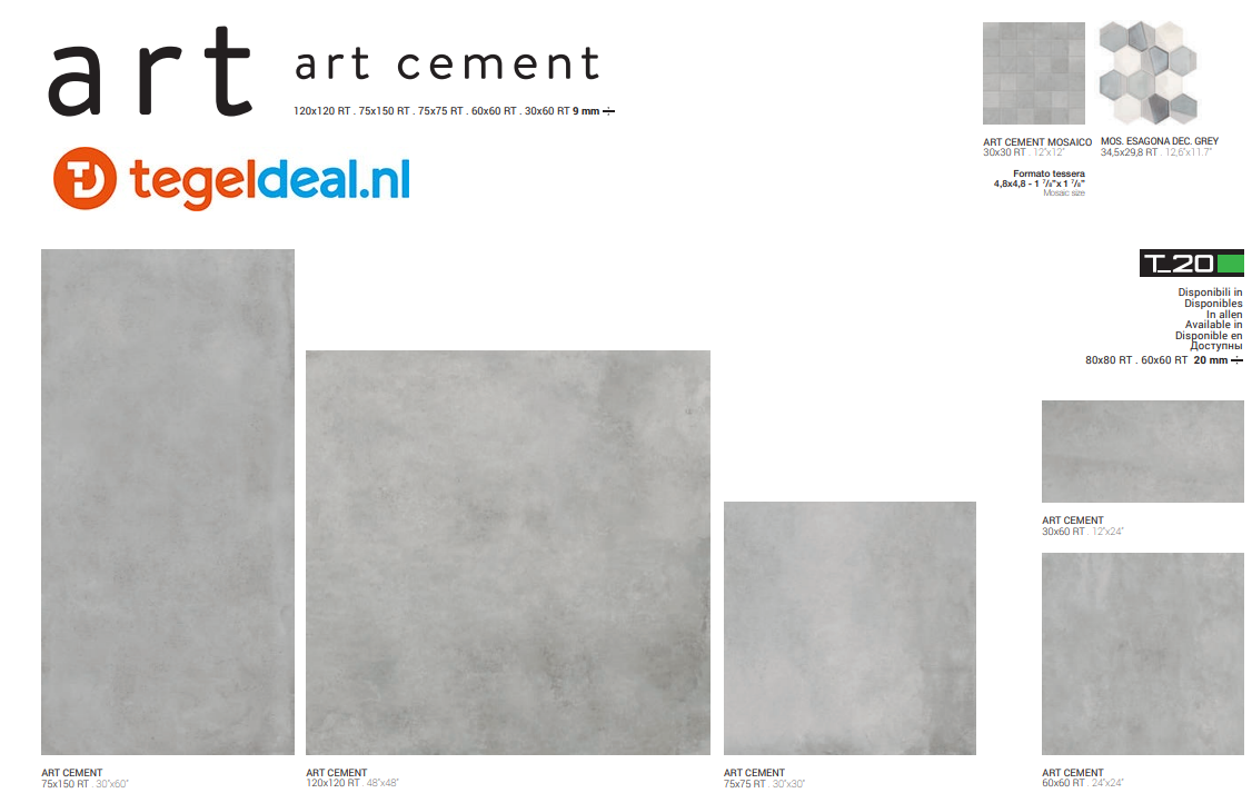 TRT Supergres Art Cement, 60x60x2 cm A2CE, OUTDOOR terrastegels