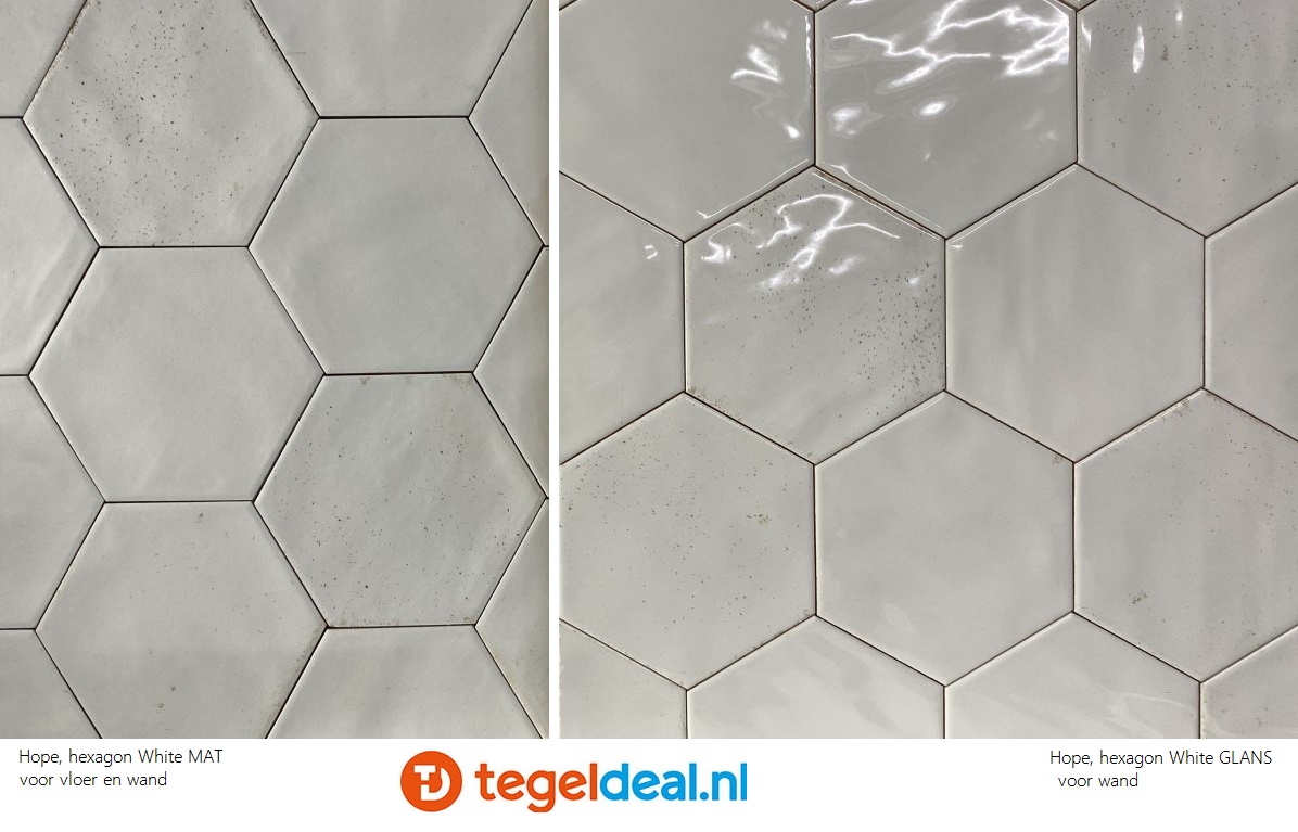 WDT Ribesalbes Hope WHITE glans, 15x17,3 cm hexagon  OP VOORRAAD