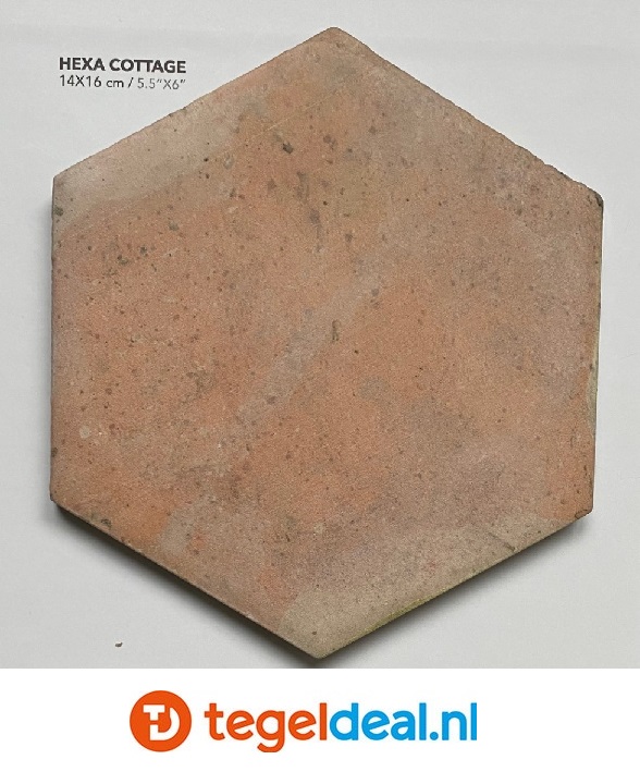 WOW Design, Cottage WHITE, 14x16 cm Hexagon, terracottalook tegels