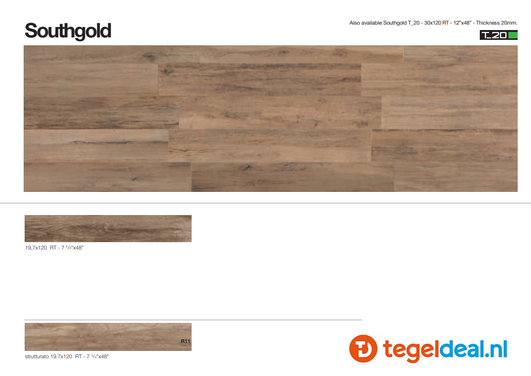 Supergres Travel Southgold, 20x120 cm GRIP, TSGS, houtlook tegels
