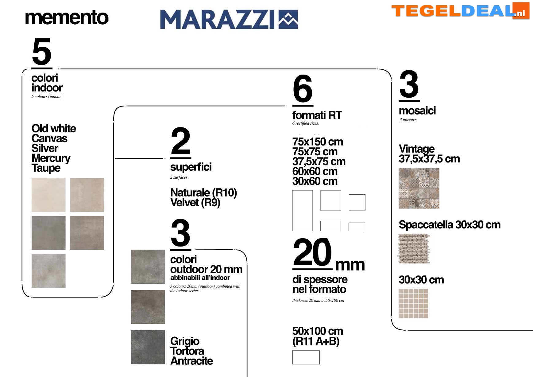VLT Marazzi Memento, Old White, 75 x 150 cm M02T
