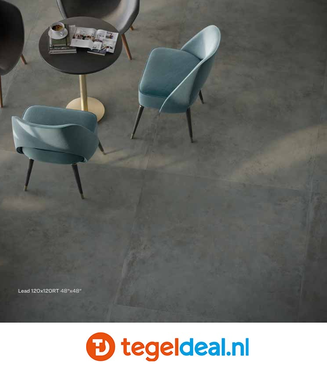 Supergres Irony, LEAD, 60x60 cm, metaallook tegels - €36,50 per m2 incl. btw