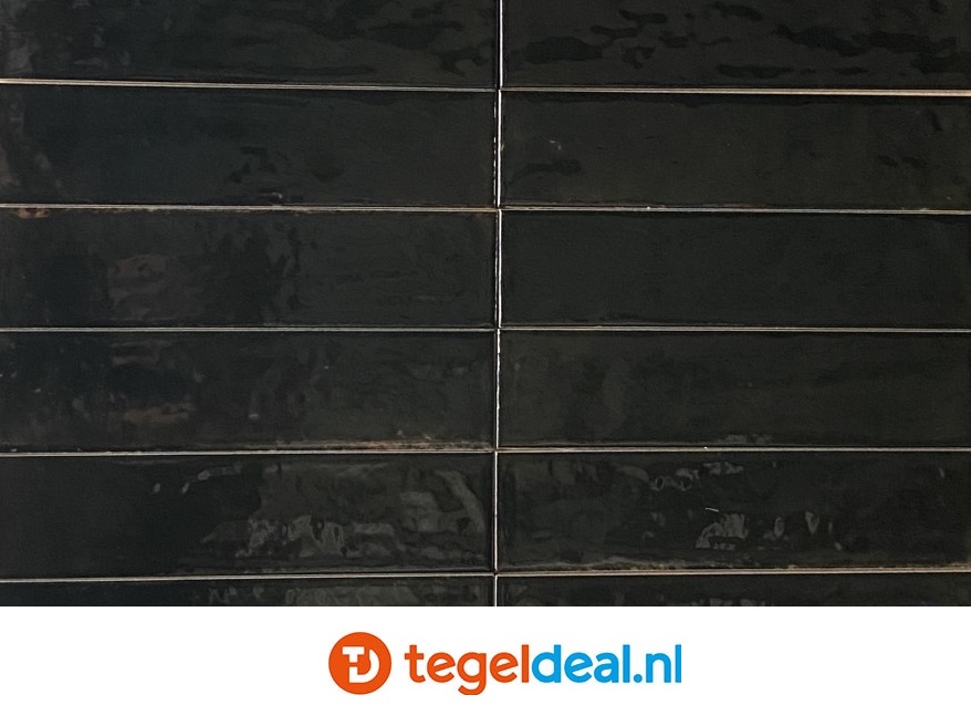 Ribesalbes Hope NERO GRAPHITO glans, 6x25 cm, handvorm wandtegels