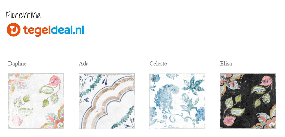 VLT / WDT Nanda Tiles, Florentina, 15x15 cm, patroontegels VLT / WDT Nanda Tiles, Florentina, 15x15 cm, patroontegels