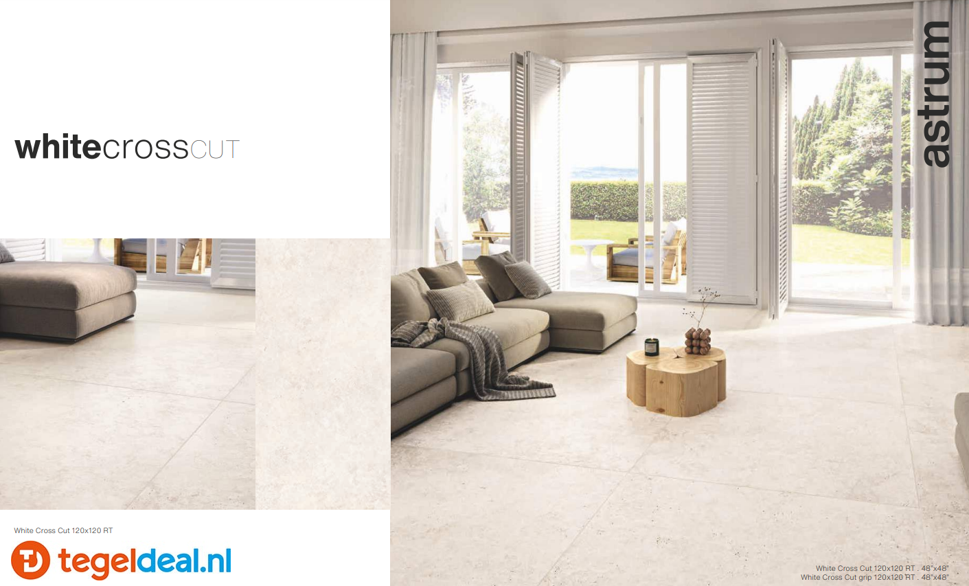 Supergres Astrum, WHITE Cross Cut Naturale, 30x60 cm, travertin-look tegels 