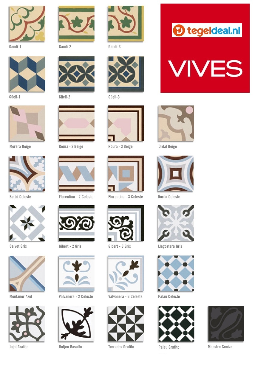 VLT Vives 1900 CALVET GRIS, 20x20 cm, patroon 