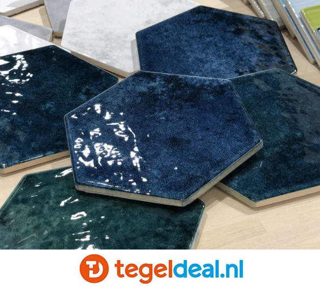 Tonalite, Esamarine, 16,2x18,5 cm, hexagon wandtegels Tonalite, Esamarine, 16,2x18,5 cm, hexagon wandtegels
