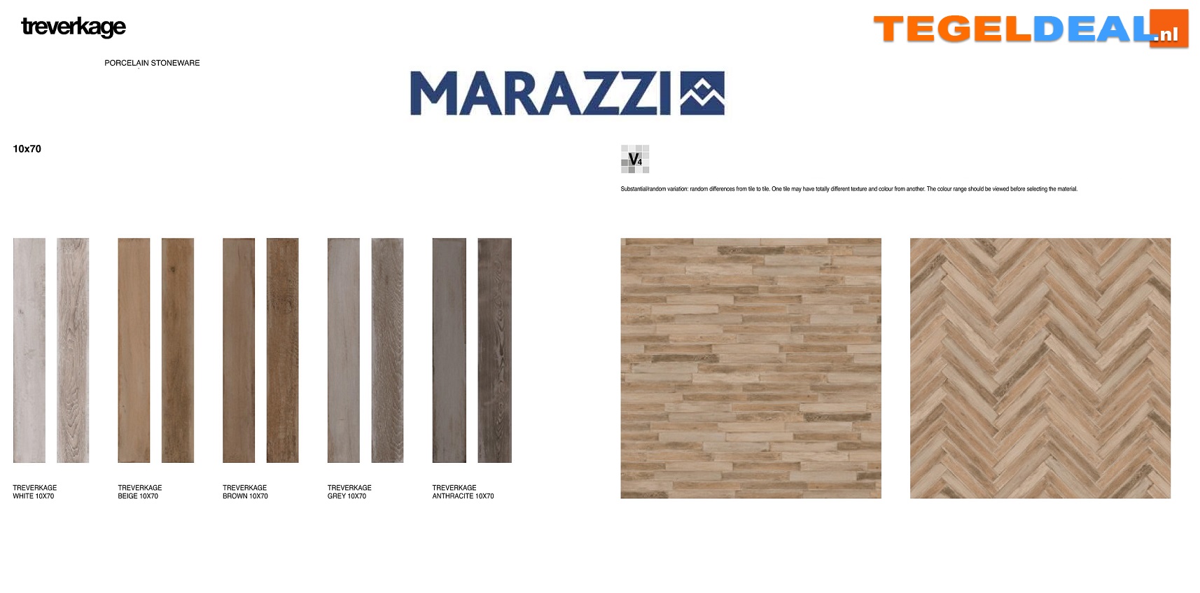 VLT Marazzi Treverkage, 10x70 cm houtlook planken