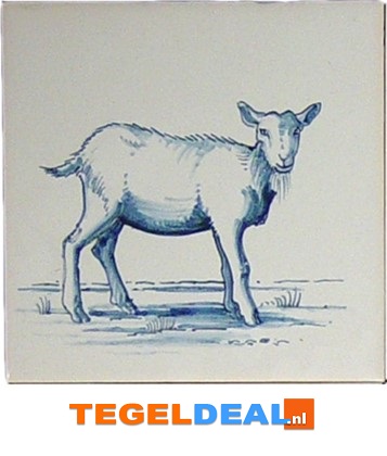 TH1-5k L koe, meerkleurig, Boerderijdieren, 13 x 13 cm, handbeschilderd
