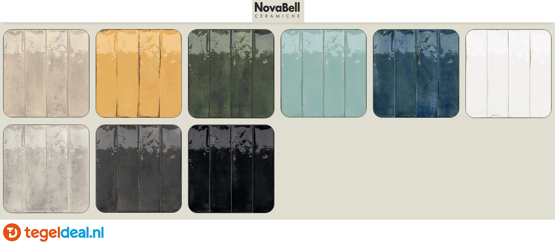 NovaBell Fusion, 9 kleuren, 6x25 cm, handvorm wandtegels - €49,95 per m2