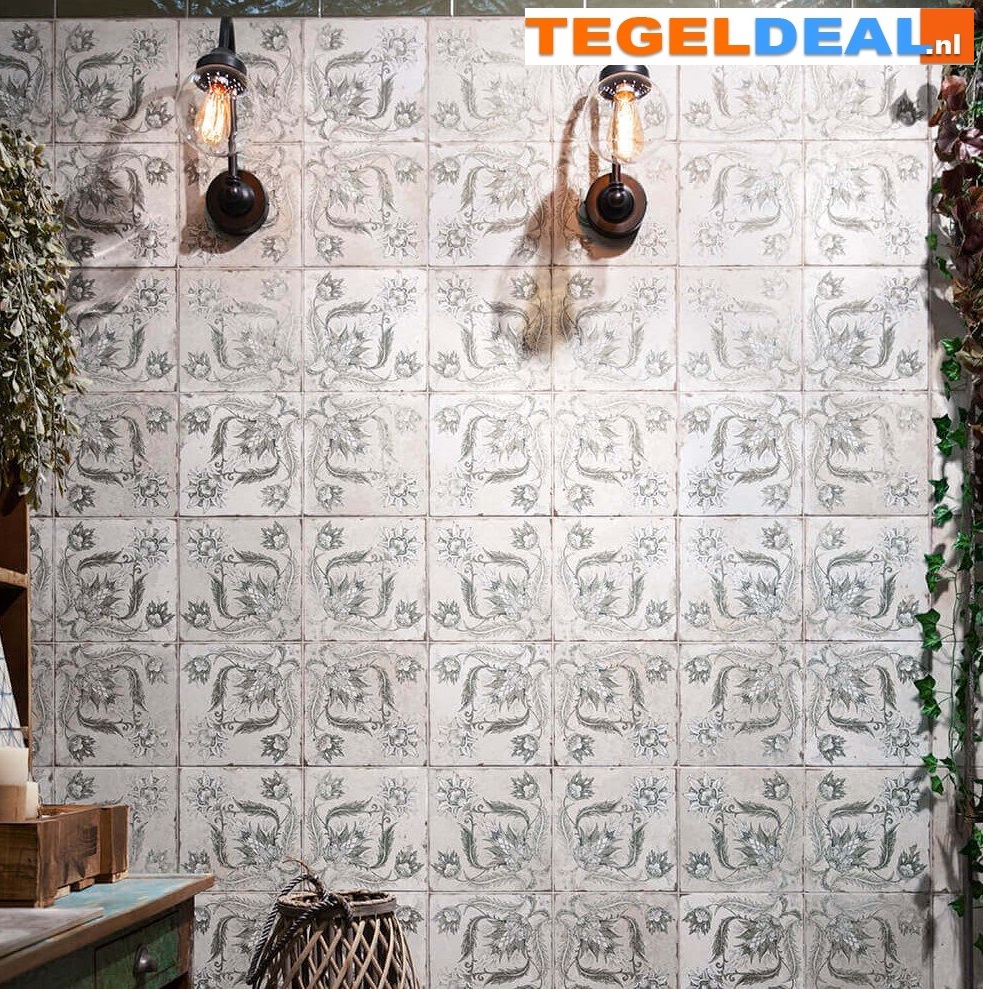 Peronda, Fs Ivy Black, 45x45 cm, vintage patroontegels
