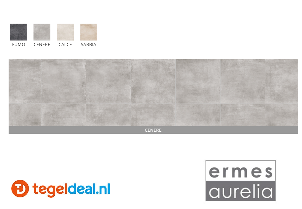 Ermes Aurelia, Domino Cenere, 40x80,2 cm, cementlook tegels