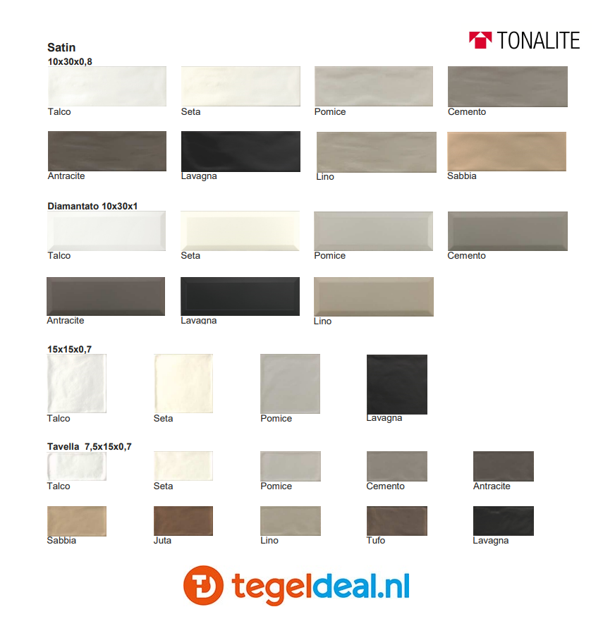 WDT Tonalite, Satin, diverse kleuren en afmetingen