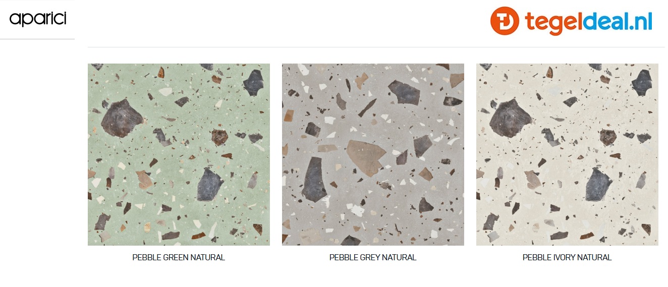 Aparici Pebble, terrazzolook tegels voor binnen en buiten