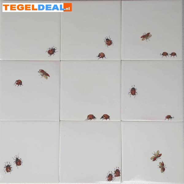 TH1-10 Lieveheersbeestjes, 13 x 13 cm, handbeschilderd TH1-10 Lieveheersbeestjes, 13 x 13 cm, handbeschilderd