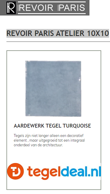 WDT Revoir Paris, Atelier Turquoise, 10x10 cm glans