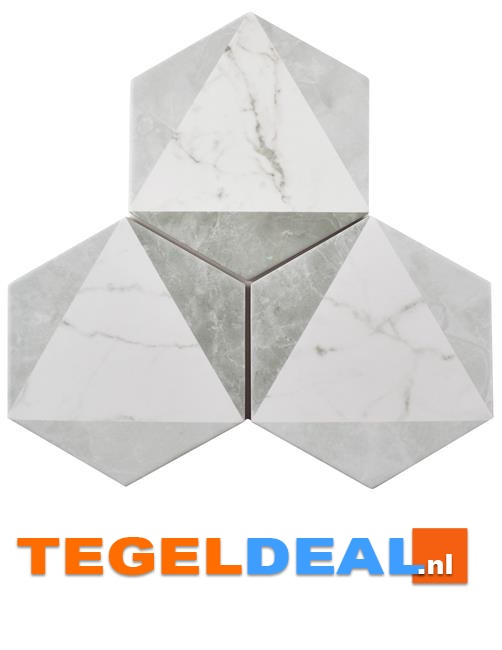 ACTIE Equipe, Hexagon Carrara Matt, 17,5x20 cm, OP VOORRAAD - OP=OP