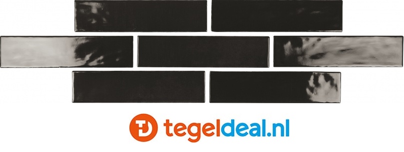 Gemstone ONYX BLACK, 7,5x30 cm, handvorm wandtegels - OP VOORRAAD
