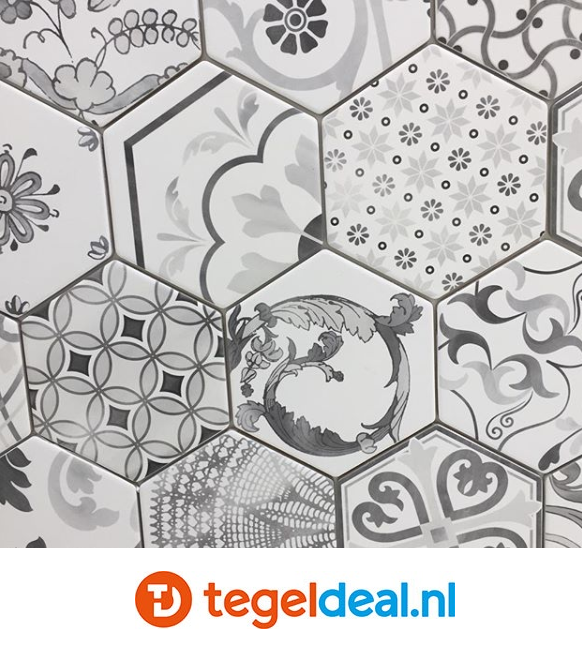 Tonalite, Examatt, 15x17 cm, hexagon vloer- en wandtegels Tonalite, Examatt, 15x17 cm, hexagon vloer- en wandtegels