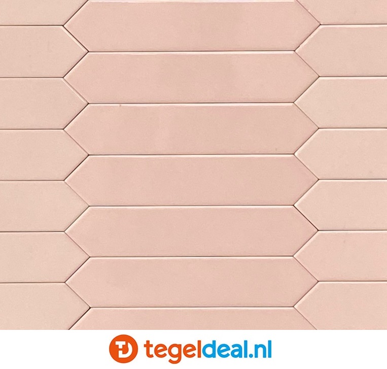 Equipe, Arrow BLUSH PINK, 5x25 cm, art 25823, pijlvormige wandtegels