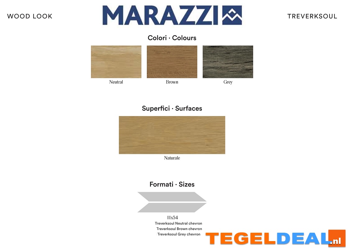 VLT Marazzi Treverksoul, 11x54 cm chevron houtlook