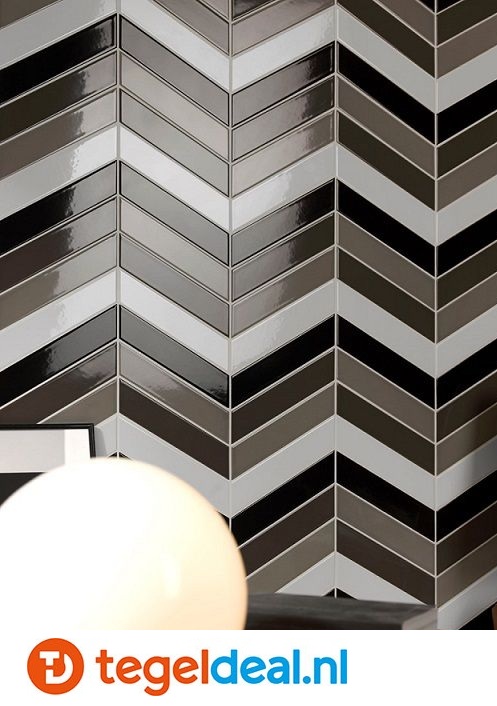 Tonalite, Arrow A+B, 5x23 cm, chevron wandtegels
