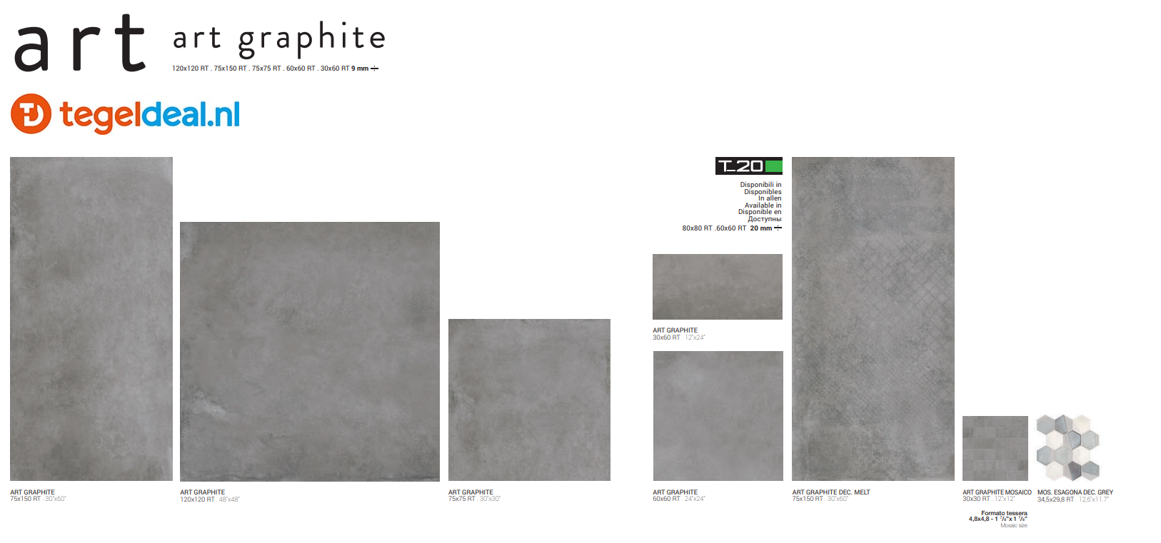 VLT Supergres Art Graphite, 30 x 60 cm