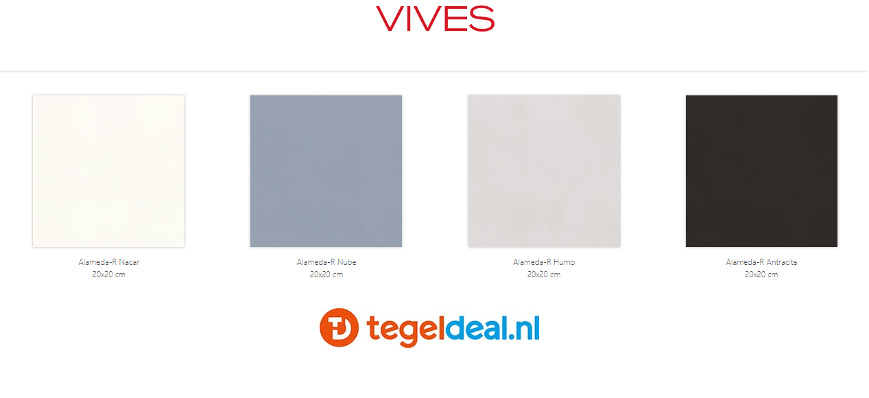 Vives Alameda, 20x20 cm, tegels in 4 uni-kleuren
