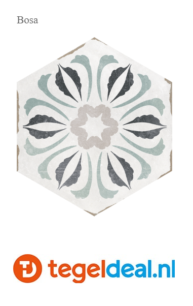 Nanda Tiles, Capri BOSA, 14x16 cm, hexagon patroontegels