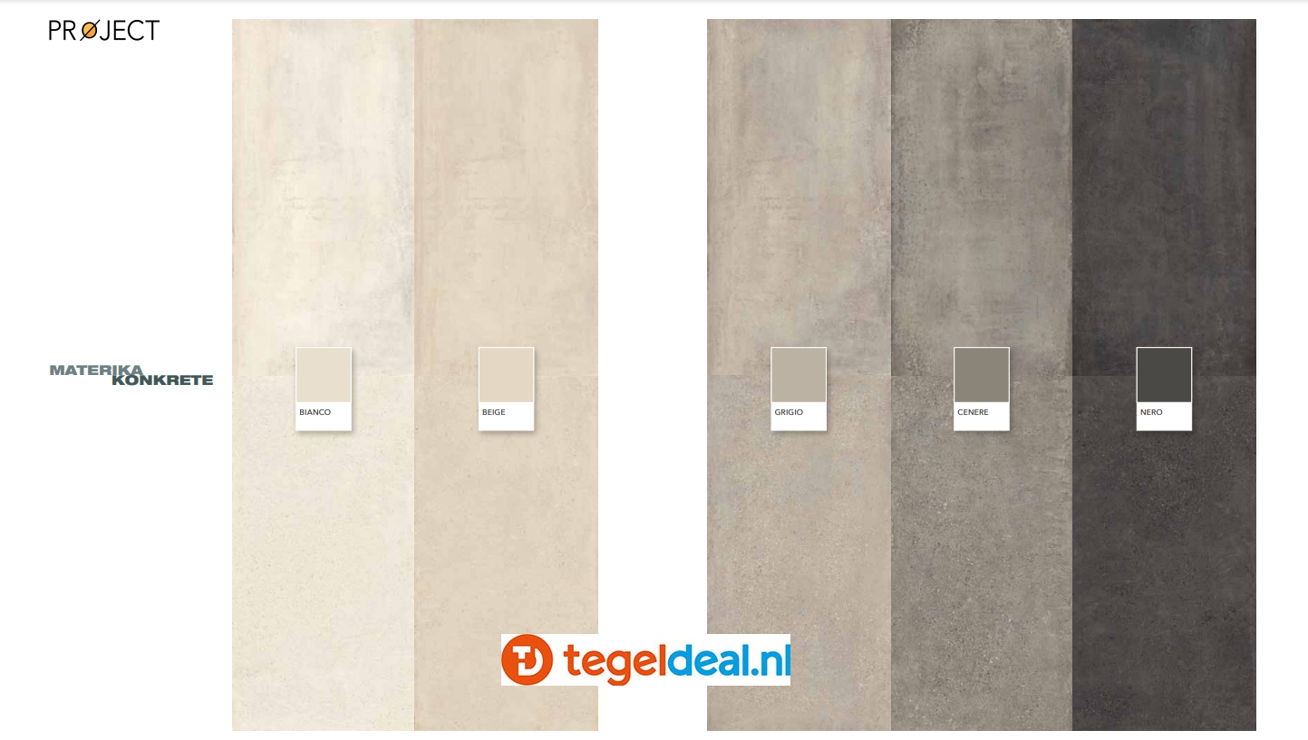 Castelvetro, Materika Project BIANCO 60x60 cm, 02CMK60R1 - € 29,50 per m2, betonlook tegels