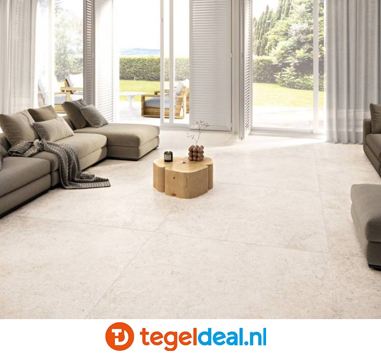 Supergres Astrum, WHITE Cross Cut Naturale, 30x60 cm, travertin-look tegels 