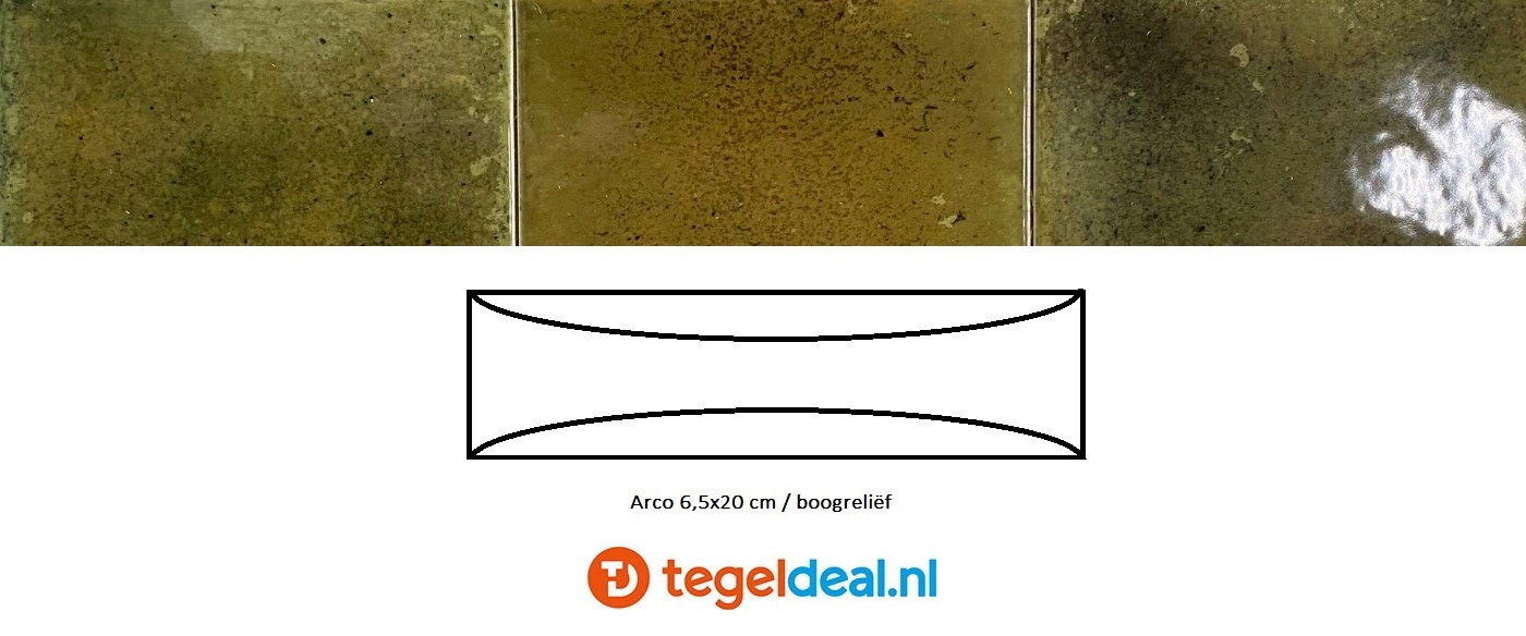 Equipe, Hanoi WILD OLIVE, Arco 6,5x20 cm, art. 30062, reliëf wandtegels 