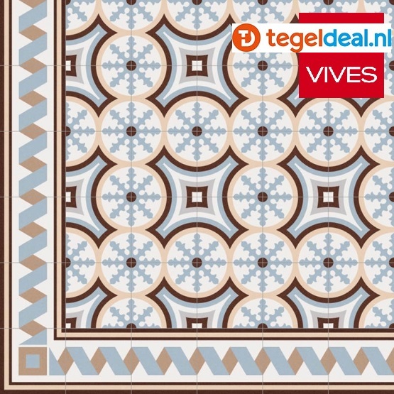 VLT Vives 1900 BELTRI CELESTE, 20x20 cm, patroon VLT Vives 1900 BELTRI CELESTE, 20x20 cm, patroon