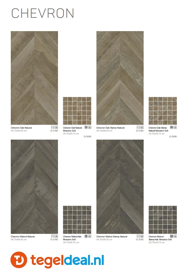 Aparici Chevron, houtlook tegels voor binnen en buiten 