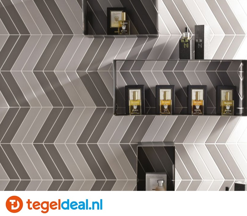 Tonalite, Arrow A+B, 5x23 cm, chevron wandtegels