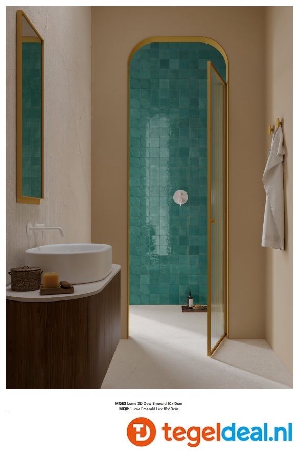 Marazzi Lume EMERALD, 10x10 cm 3D Dew, MQ83, wandtegels met reliëf